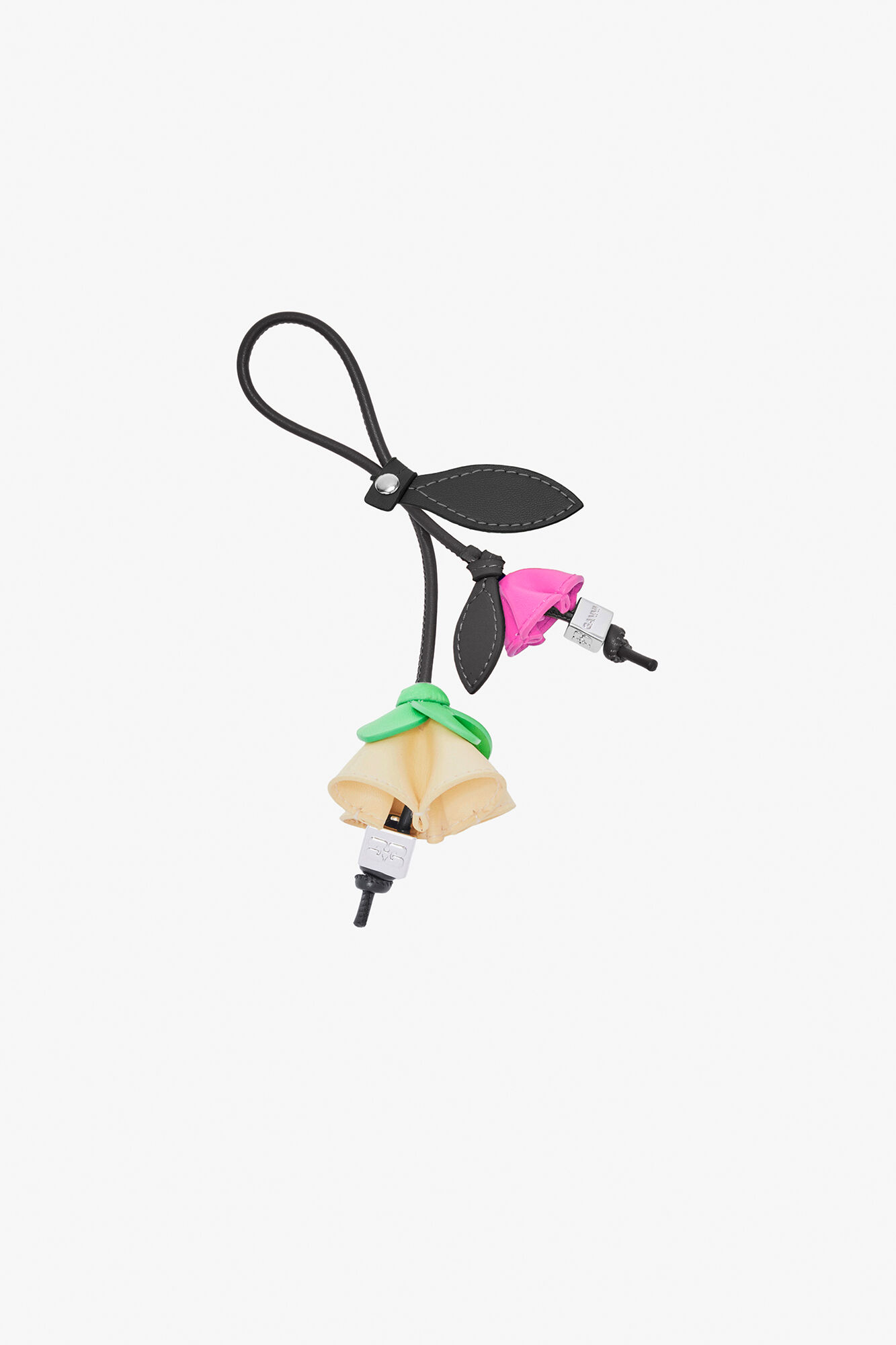 Flower Charm, Recycled Leather, in colour Classic Green - 1 - GANNI