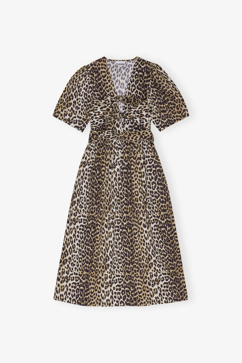 Dress in Leopard Cotton, Organic Cotton, in colour Leopard - 1 - GANNI