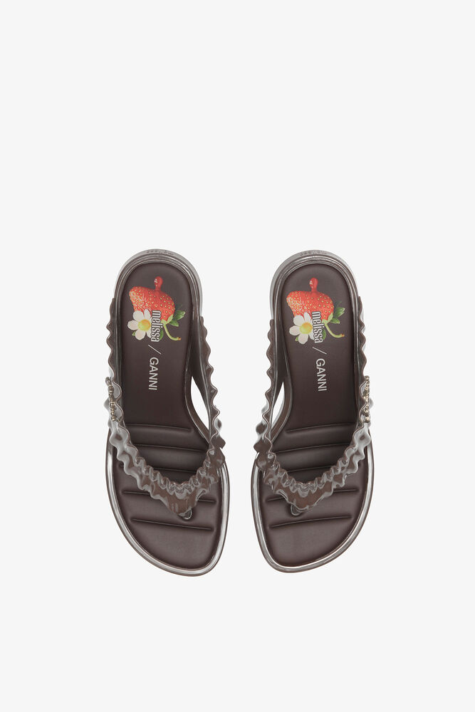 Melissa Thong Kitten Heel in Brown, Demitasse