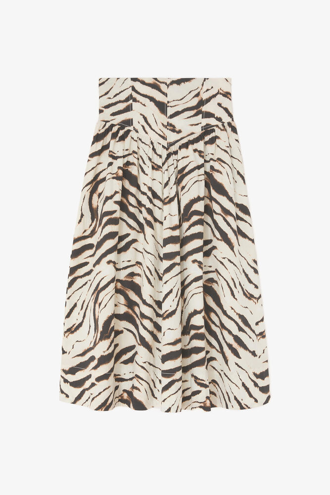 Skirt in Zebra Cotton, Egret