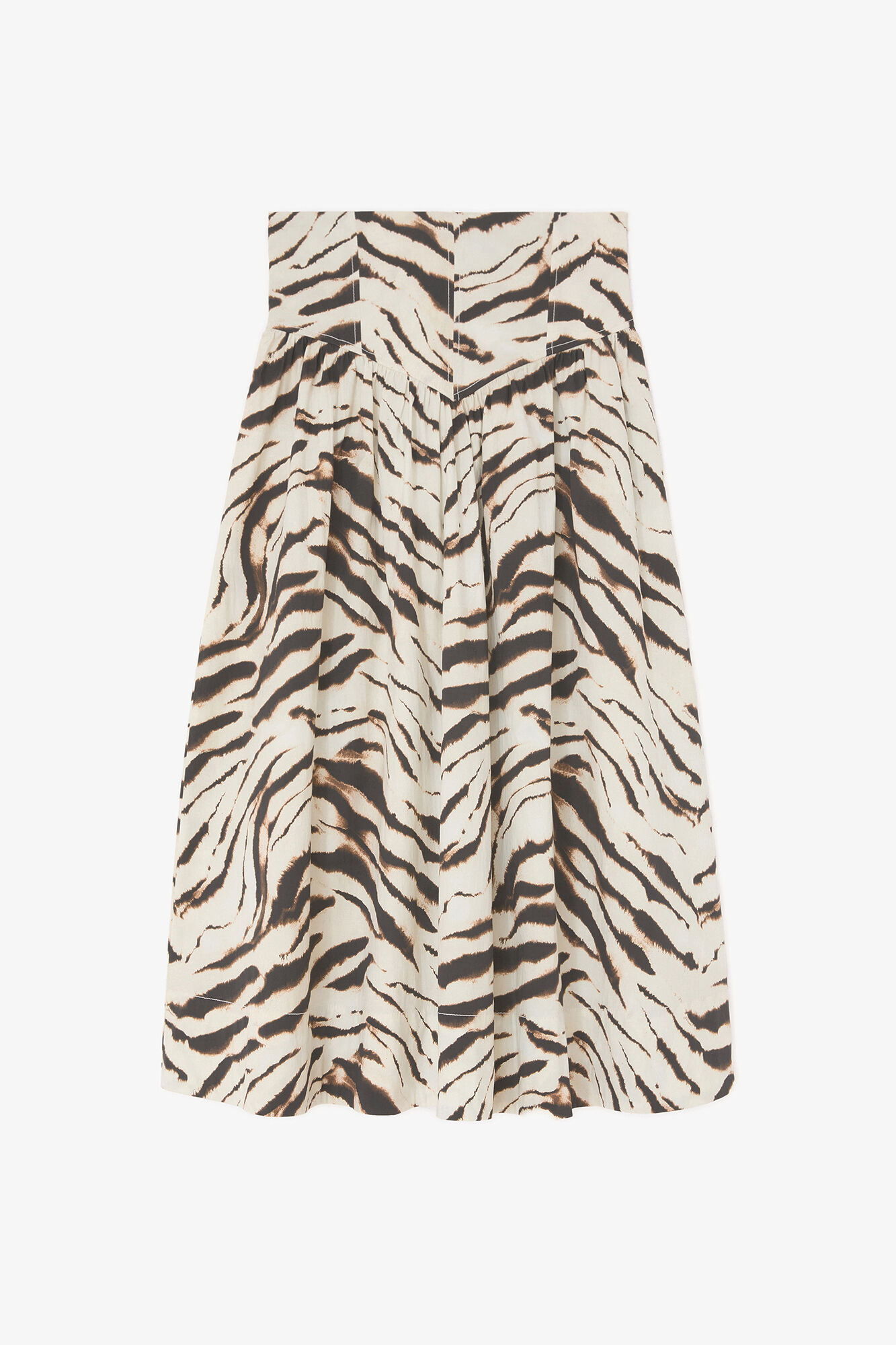 Skirt in Zebra Cotton, Organic Cotton, in colour Egret - 1 - GANNI