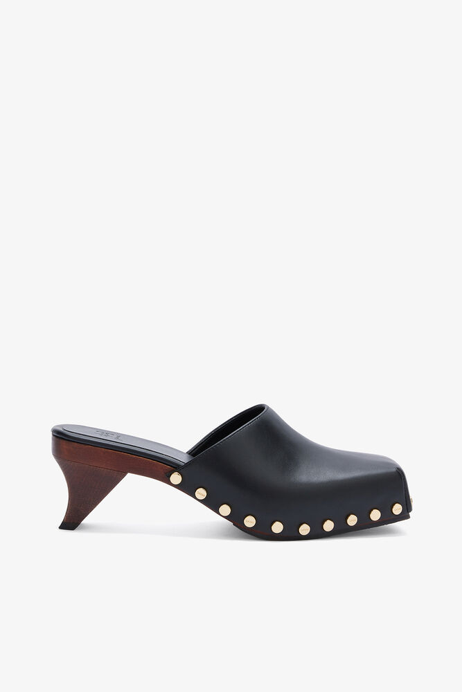 June Sabot Mule in Black, Black