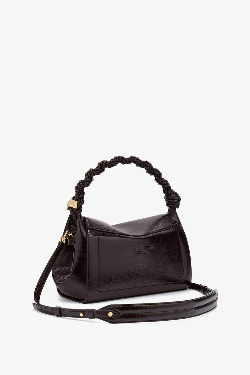 Very Bou Bag in Shine Brown, Polyester, in colour Demitasse - 2 - GANNI