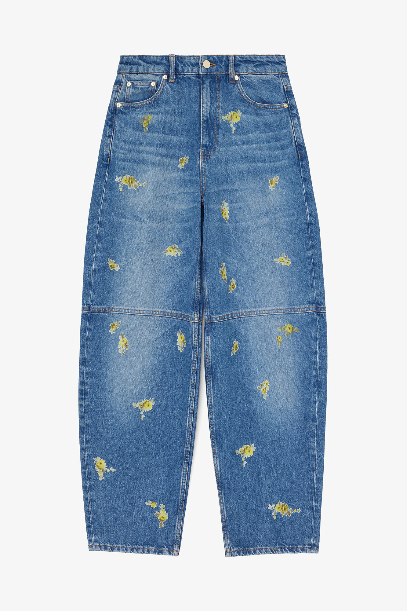 Stary jeans i printet denim, Organic Cotton, in colour Light Blue Vintage - 1 - GANNI