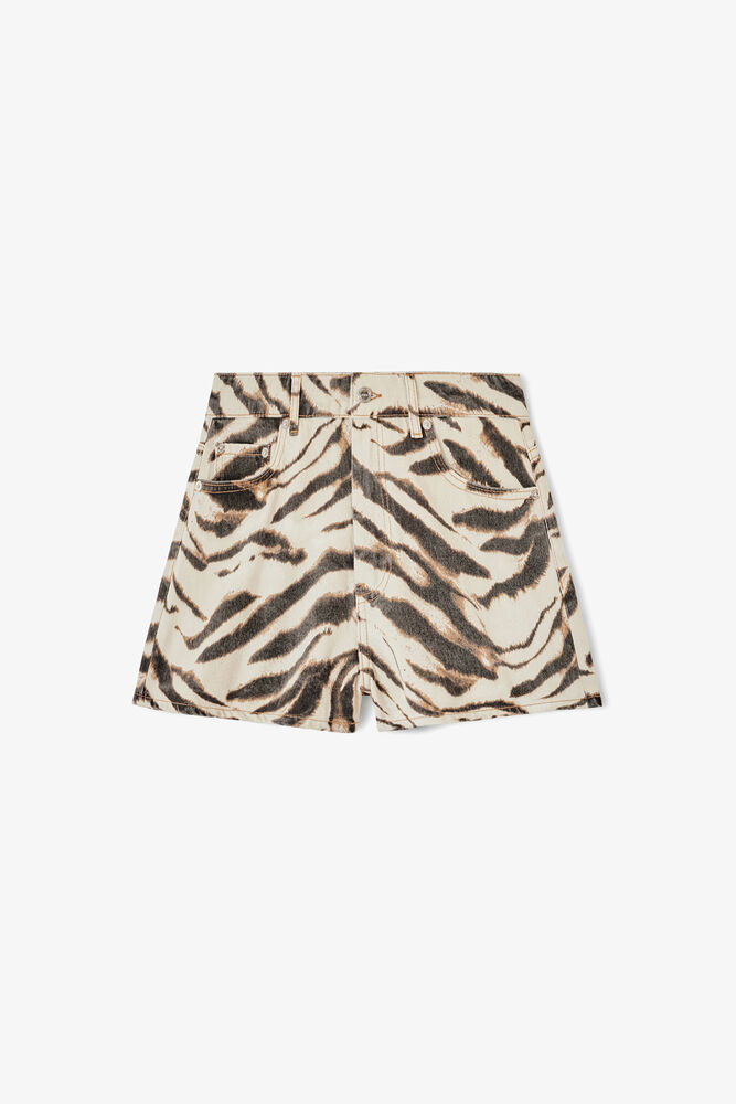 Shorts i zebra denim, Egret