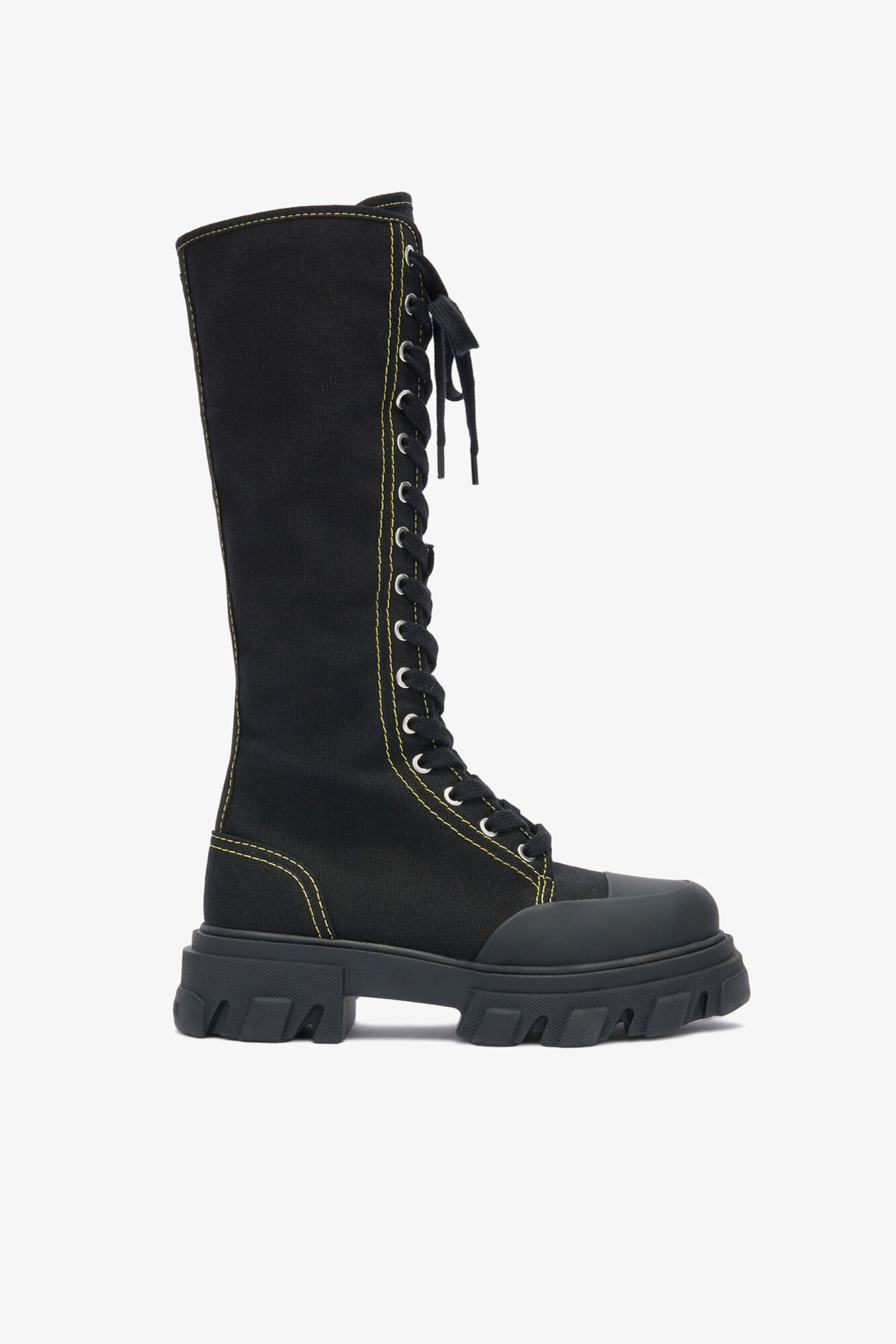 Trail Boots Tall in Black Canvas, Cotton, in colour Black - 1 - GANNI