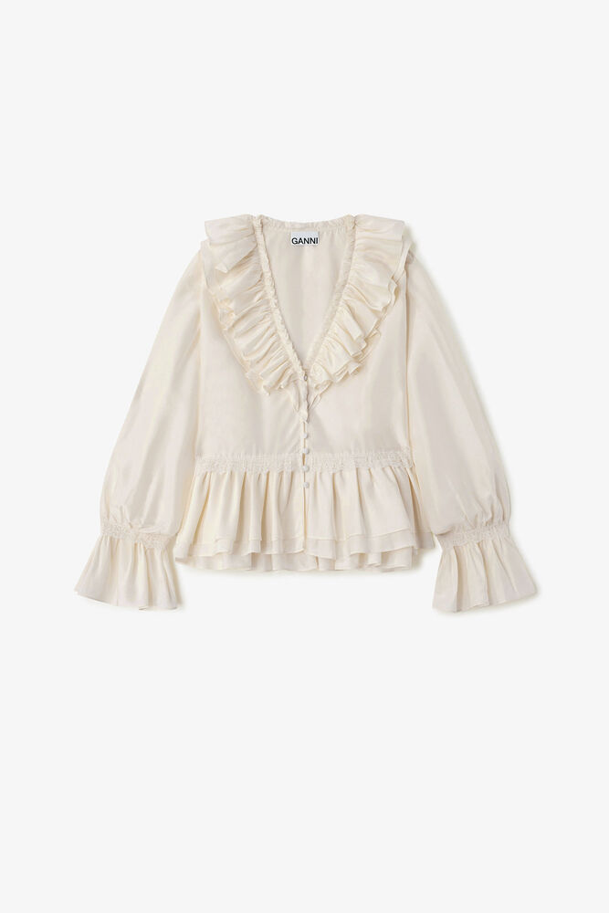 Blouse in Viscose Silk, Egret