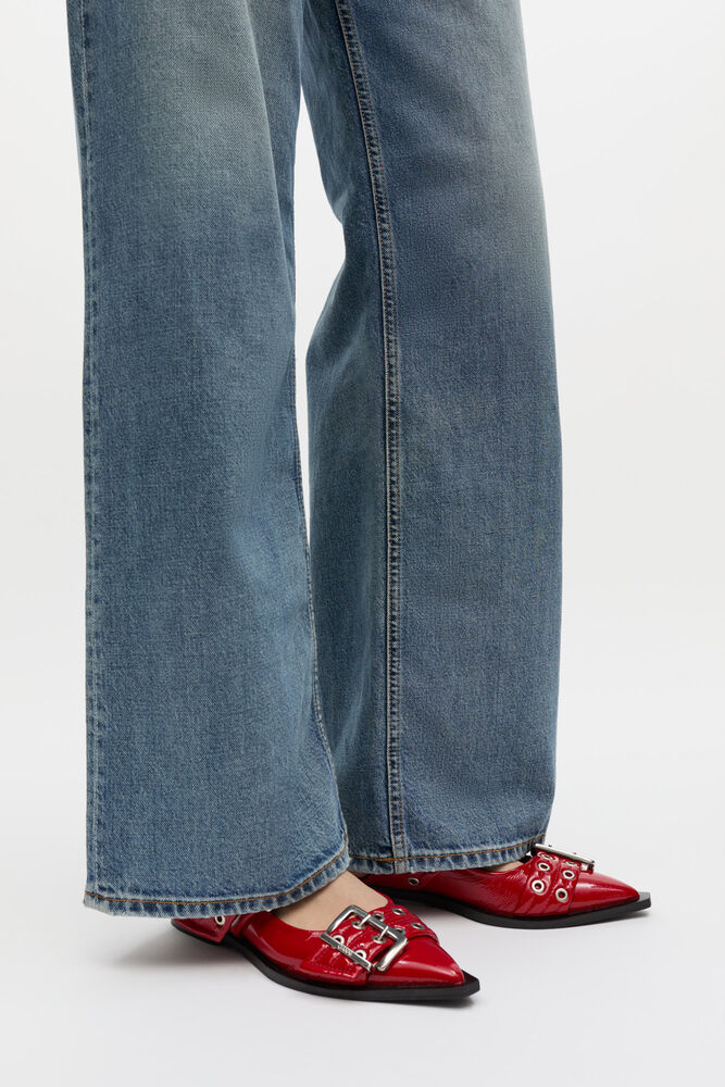Feminine Buckle Ballerinas in Red, Racing Red