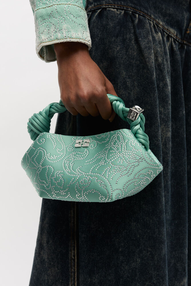 Mini Bou Bag in Green Rhinestone , Brook Green