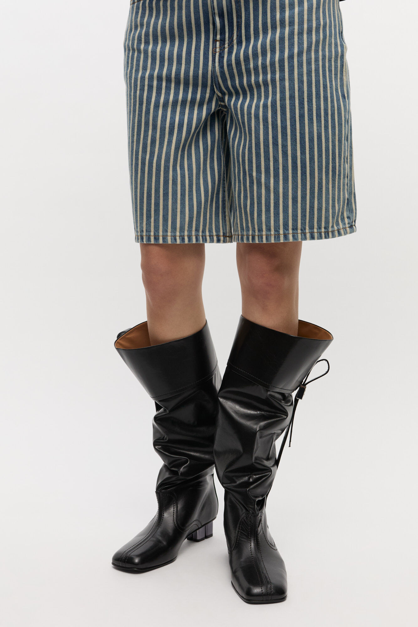 Slouchy Knee Boots in Black, Oleatex™, in colour Black - 1 - GANNI