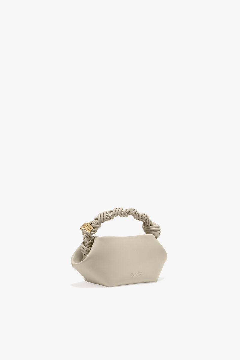 Mini Bou Bag in Light Grey , Recycled Leather, in colour Oyster Gray - 2 - GANNI