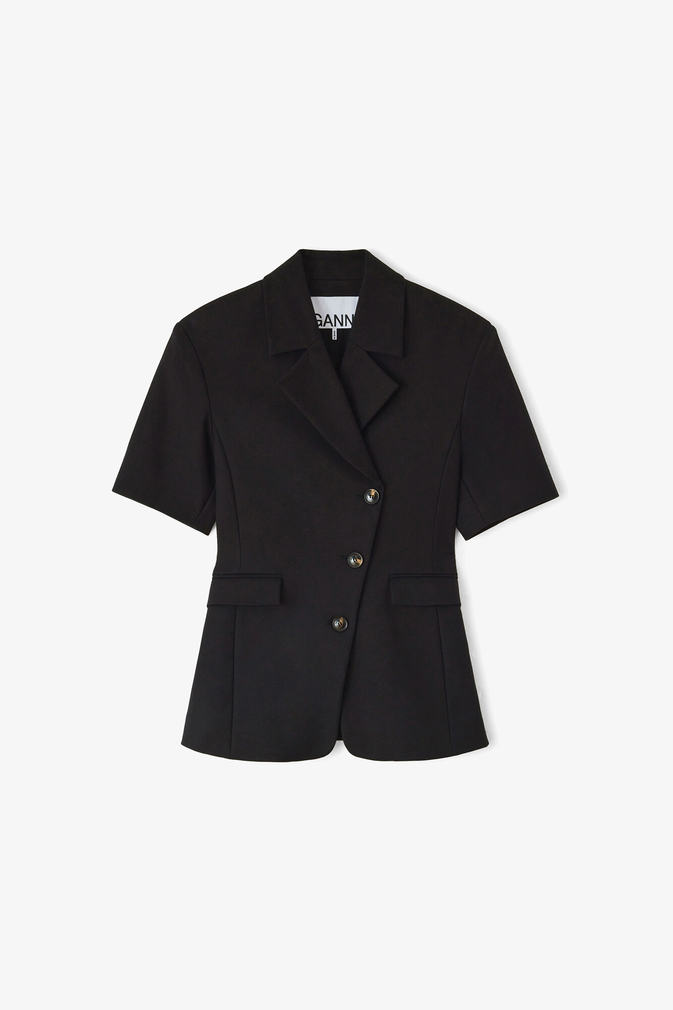 Blazer in Black Cotton Tailoring, Organic Cotton, in colour Black - 1 - GANNI