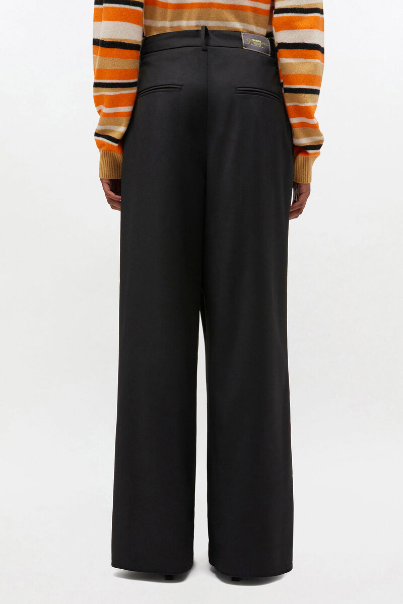 Trousers in Black Cross-over, Recycled Polyester, in colour Black - 3 - GANNI