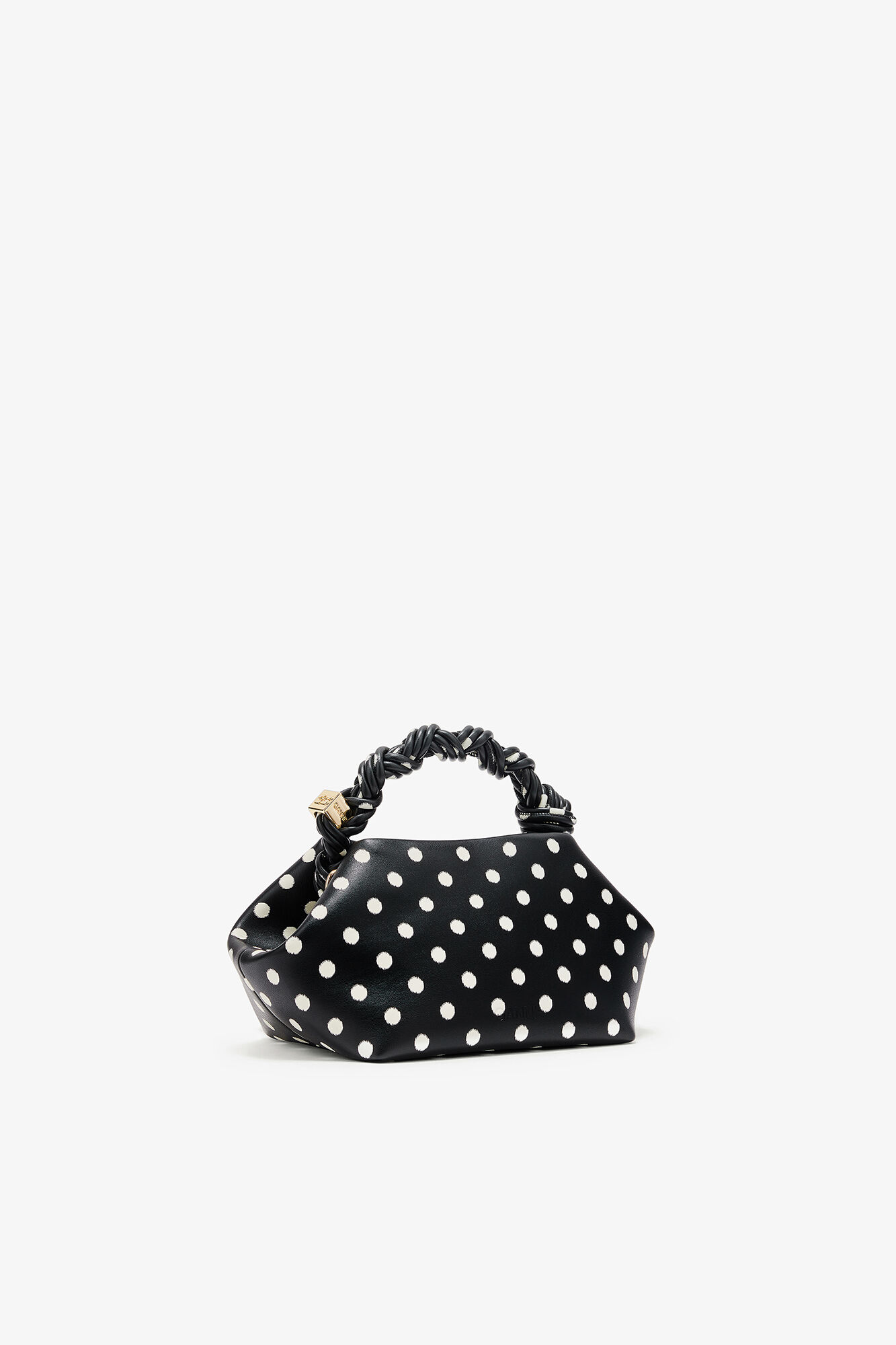 Small Bou Bag in Polka-Dot , Recycled Leather, in colour Black - 2 - GANNI