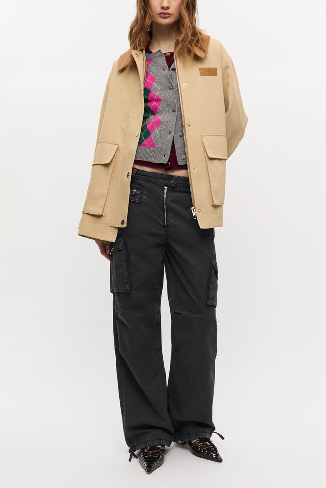Camel Twill Midi Jacket, Pale Khaki