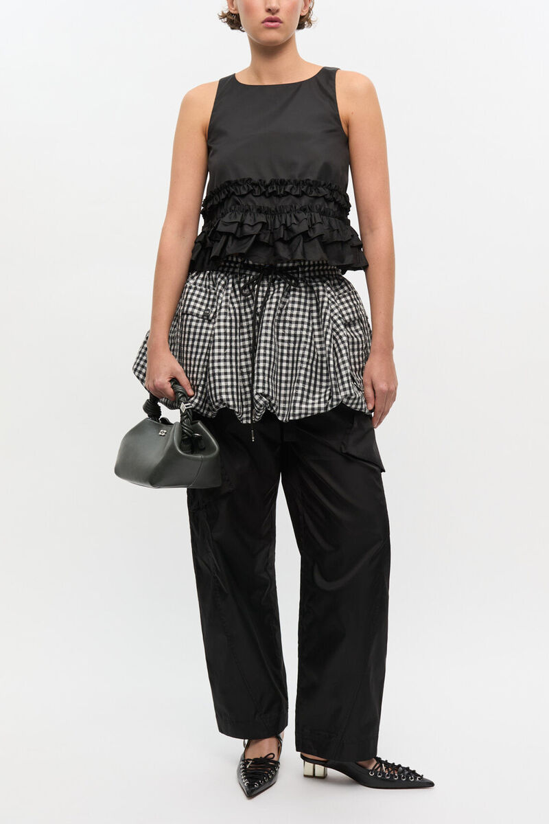Small Bou Bag in Dark Grey , Recycled Leather, in colour Steal Grey - 1 - GANNI