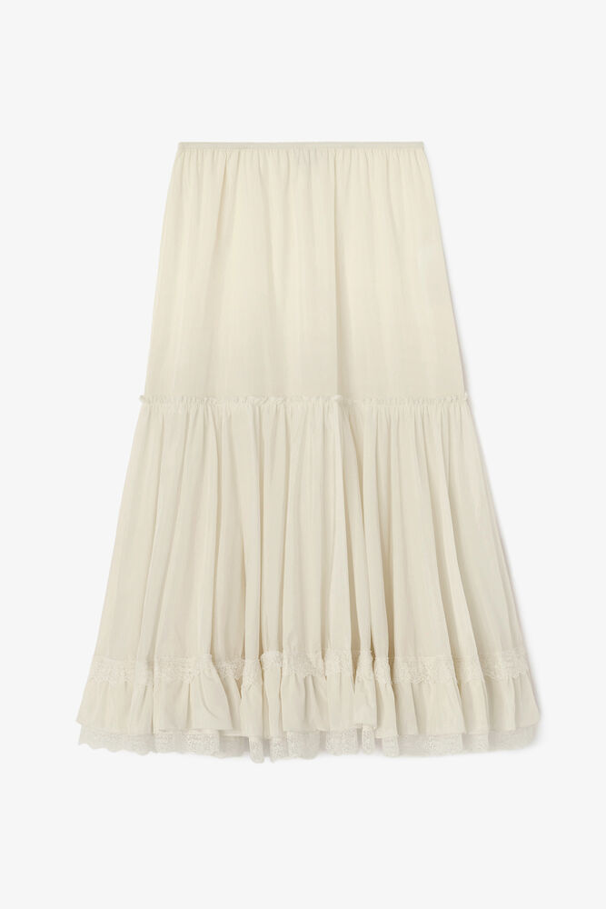 Skirt in White Nylon, Egret