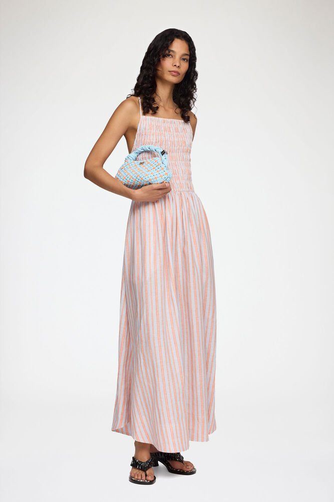 Dress in Striped Linen, Cantaloupe