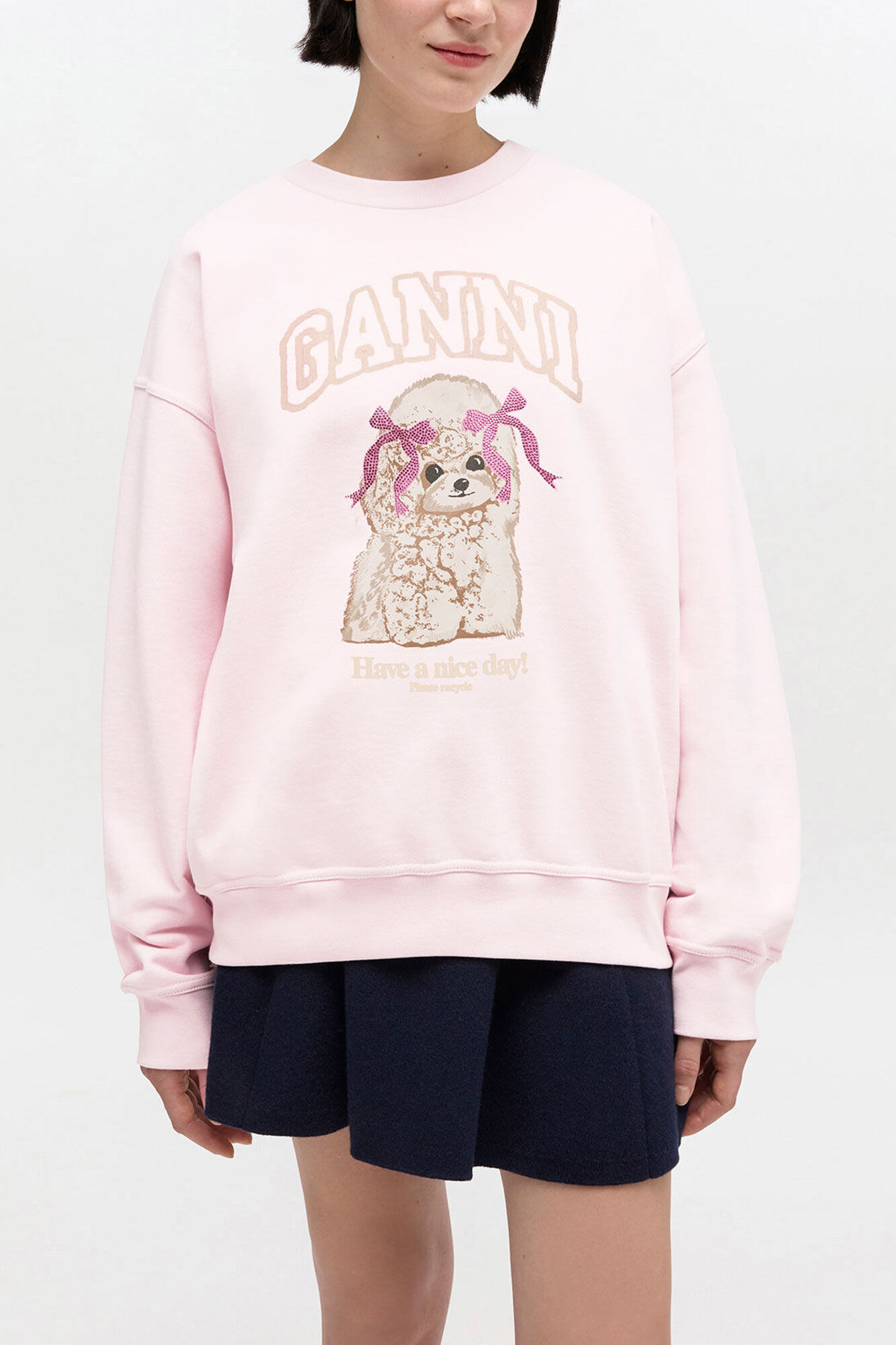 Sweat rose caniche, Organic Cotton, in colour Chalk Pink - 1 - GANNI