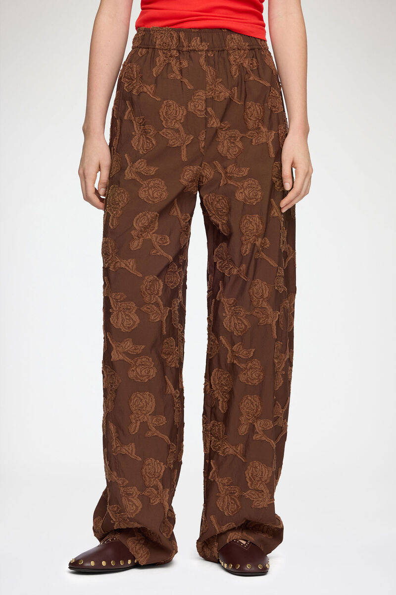 Brune bukser i Fil Coupé, Recycled Cotton, in colour Cocoa Brown - 2 - GANNI