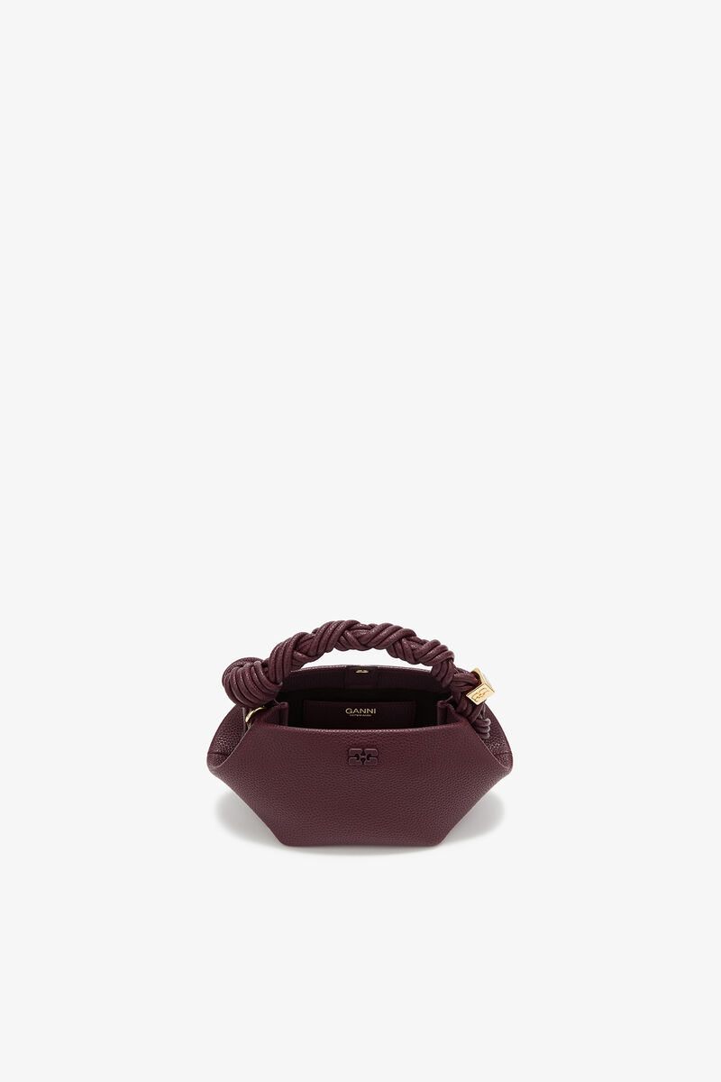 Mini Bou Bag in Grained Burgundy, Polyurethane, in colour Port Royale - 3 - GANNI