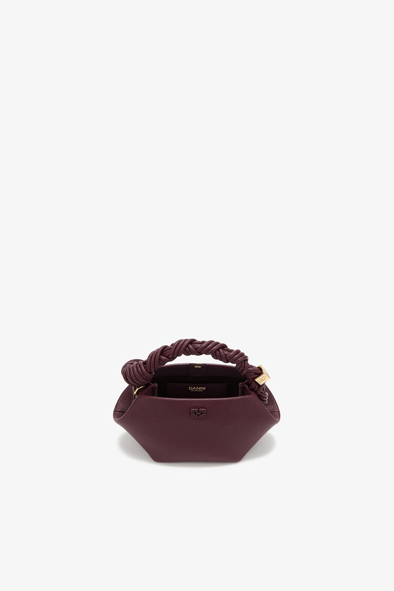 Mini Bou Bag in Grained Burgundy, Polyurethane, in colour Port Royale - 3 - GANNI