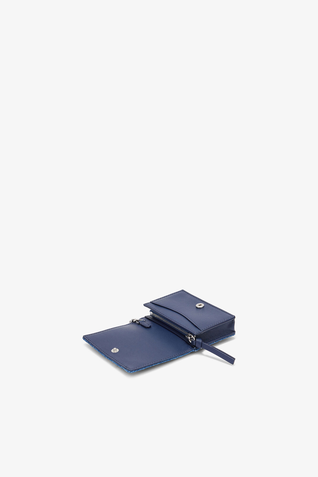Bou korthållare med lock och hjärtnitar i denim, Recycled Cotton, in colour Faded Denim - 3 - GANNI