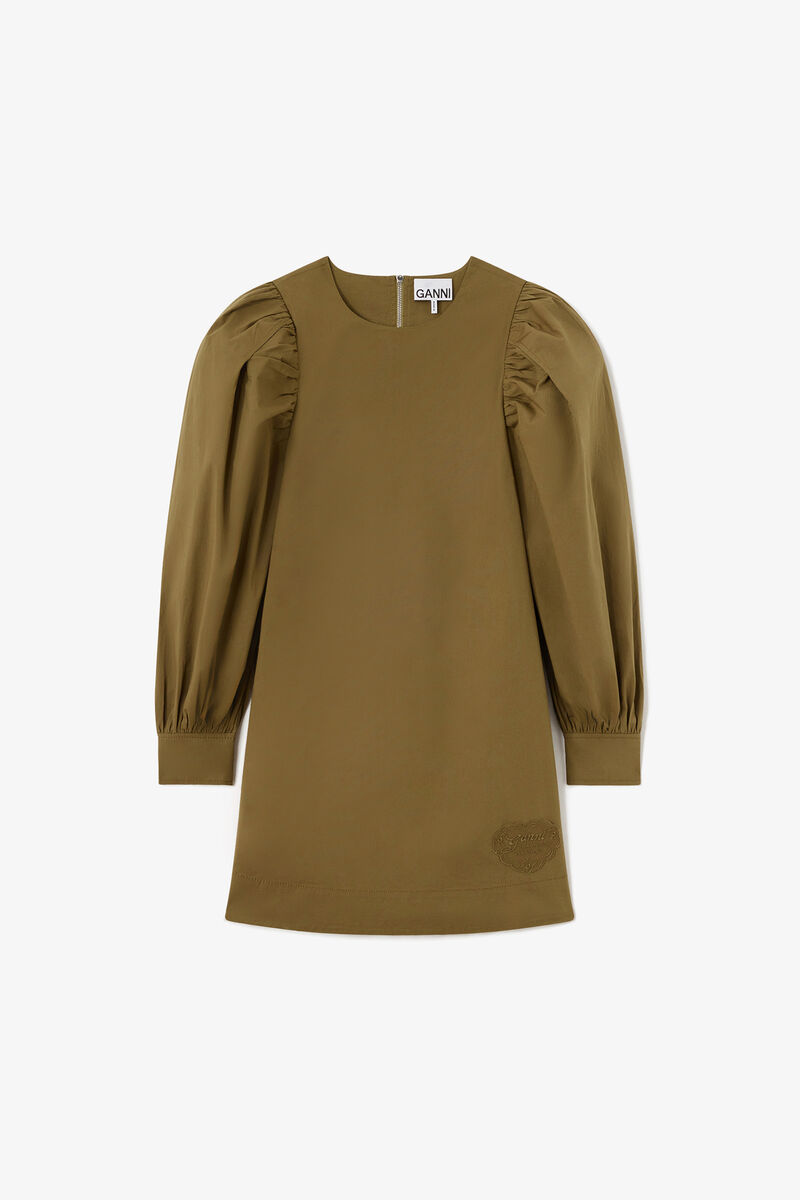 Dress in Green Cotton, Organic Cotton, in colour Military Olive - 1 - GANNI