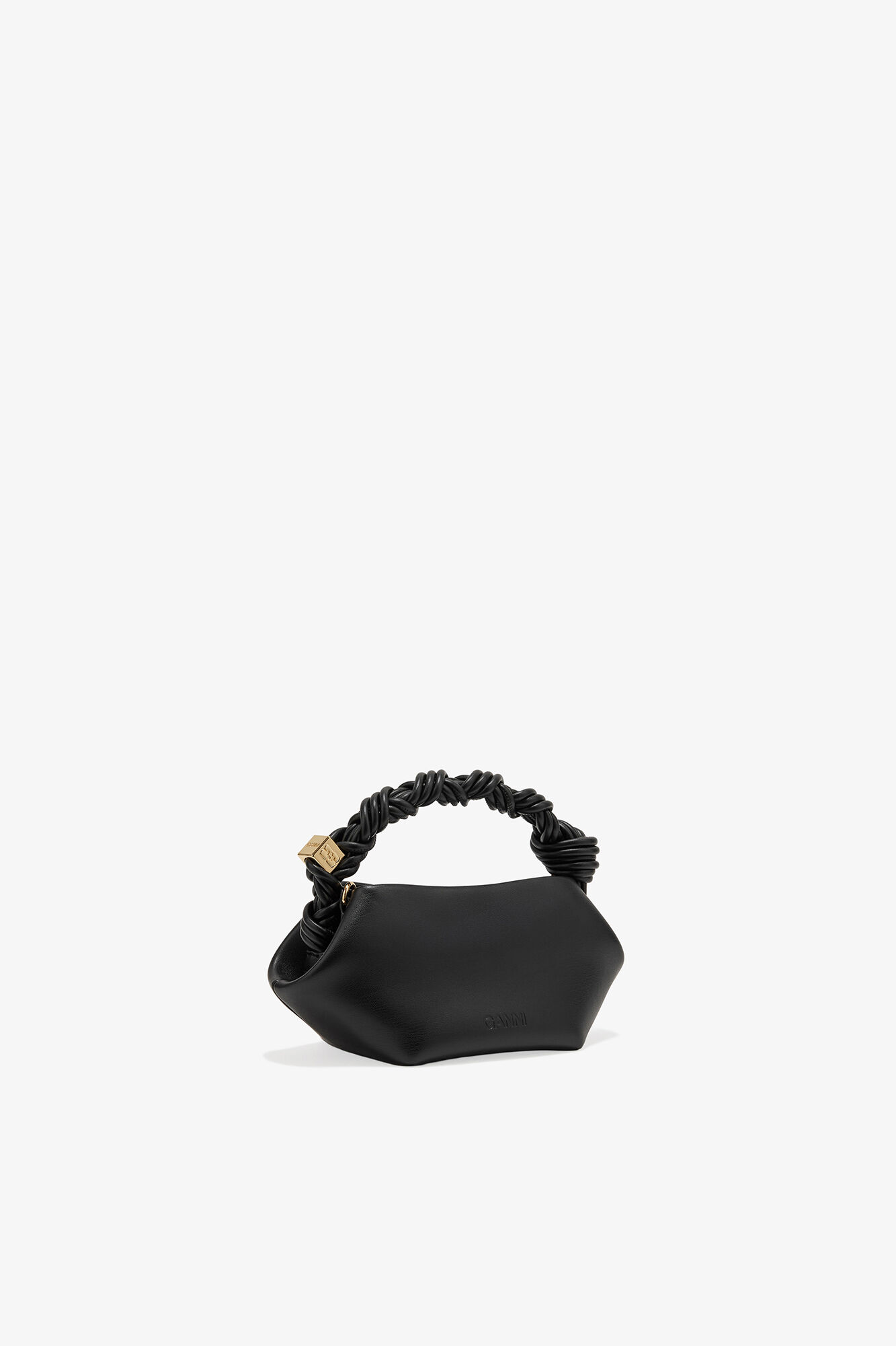 Mini Bou Bag in Black, Recycled Leather, in colour Black - 2 - GANNI