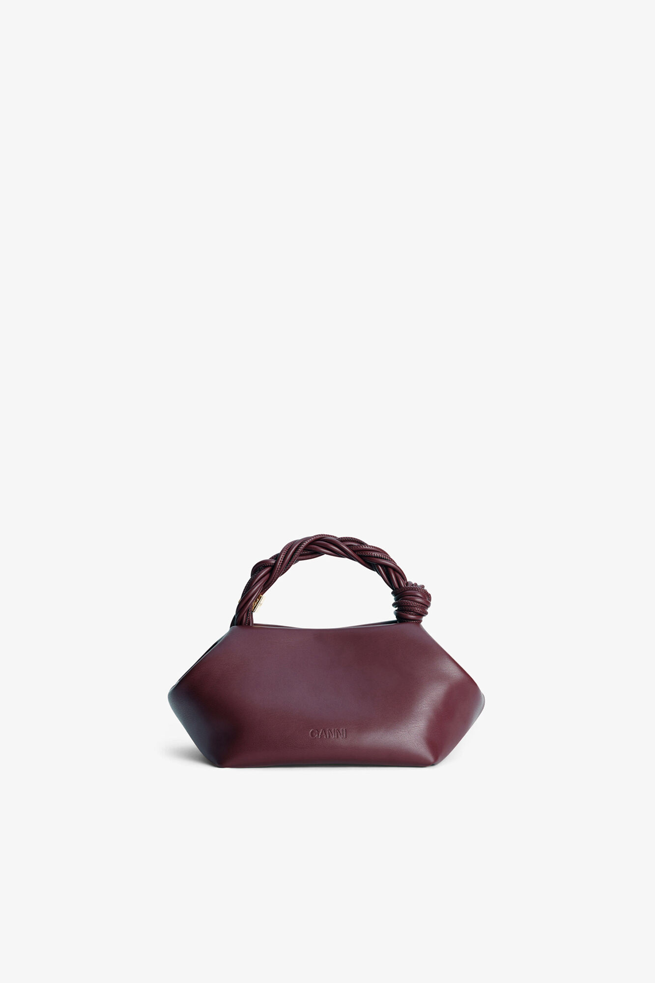 Small Bou Bag in Burgundy, Recycled Leather, in colour Burgundy - 2 - GANNI