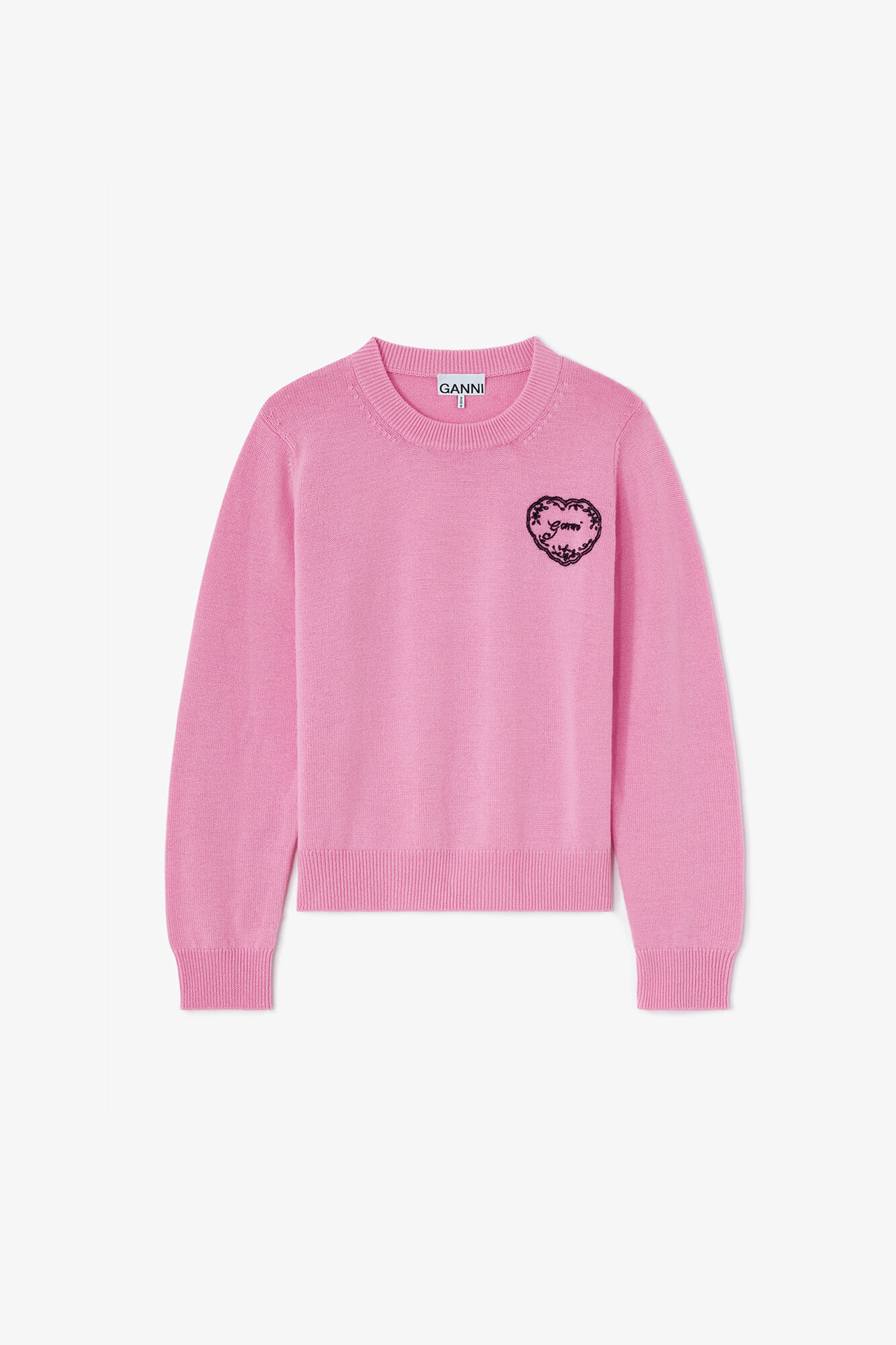 Jumper i rosa, Wool, in colour Moonlite Mauve - 1 - GANNI