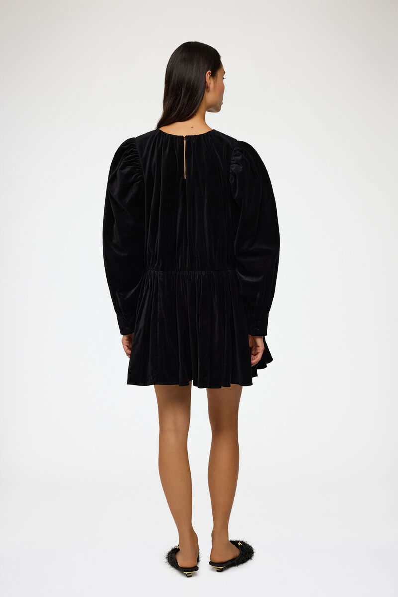 Dress in Black Velvet, Organic Cotton, in colour Black - 2 - GANNI