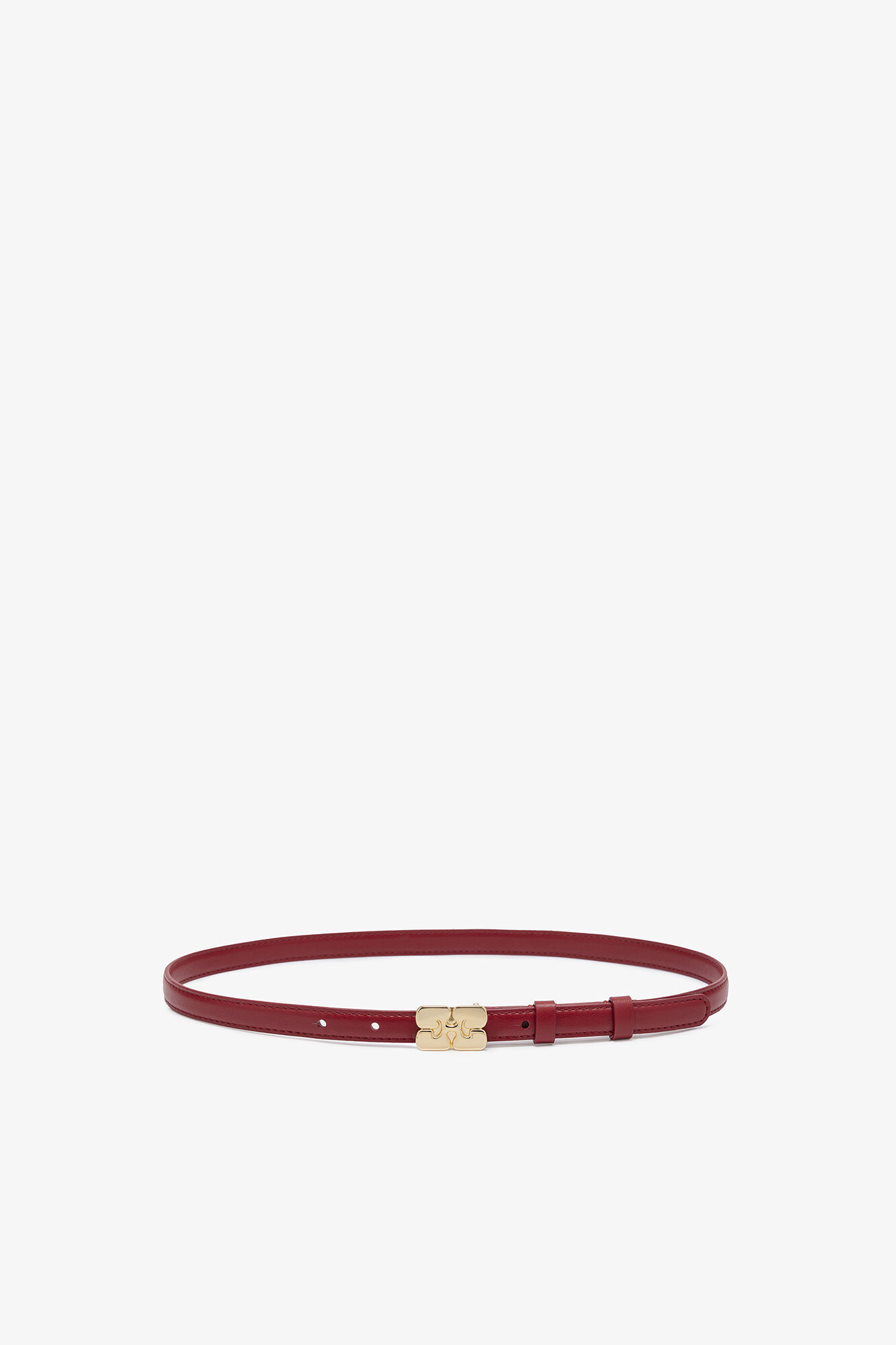 Kat tyndt bælte i rød, Recycled Leather, in colour Red Dahlia - 1 - GANNI