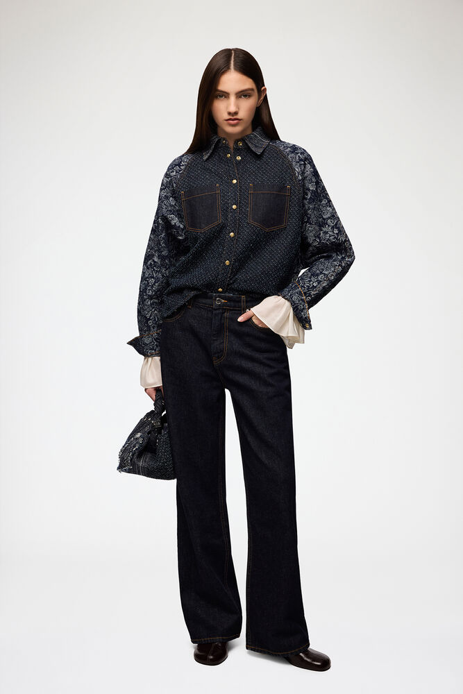 Shirt in Patchwork Denim, Rinse