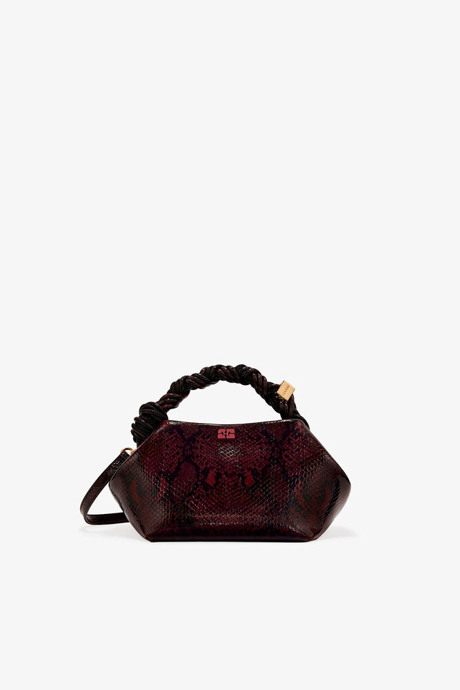 Small Bou Bag in Burgundy Snake , Dark Burgundy