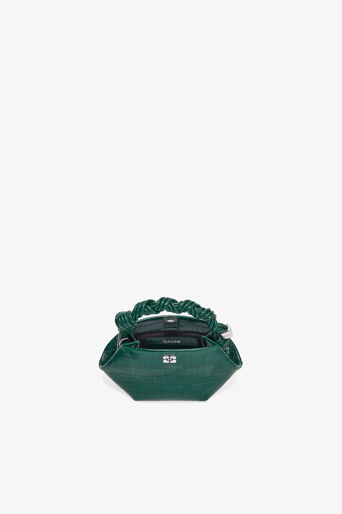 Mini Bou Bag in Green Croco , Pineneedle