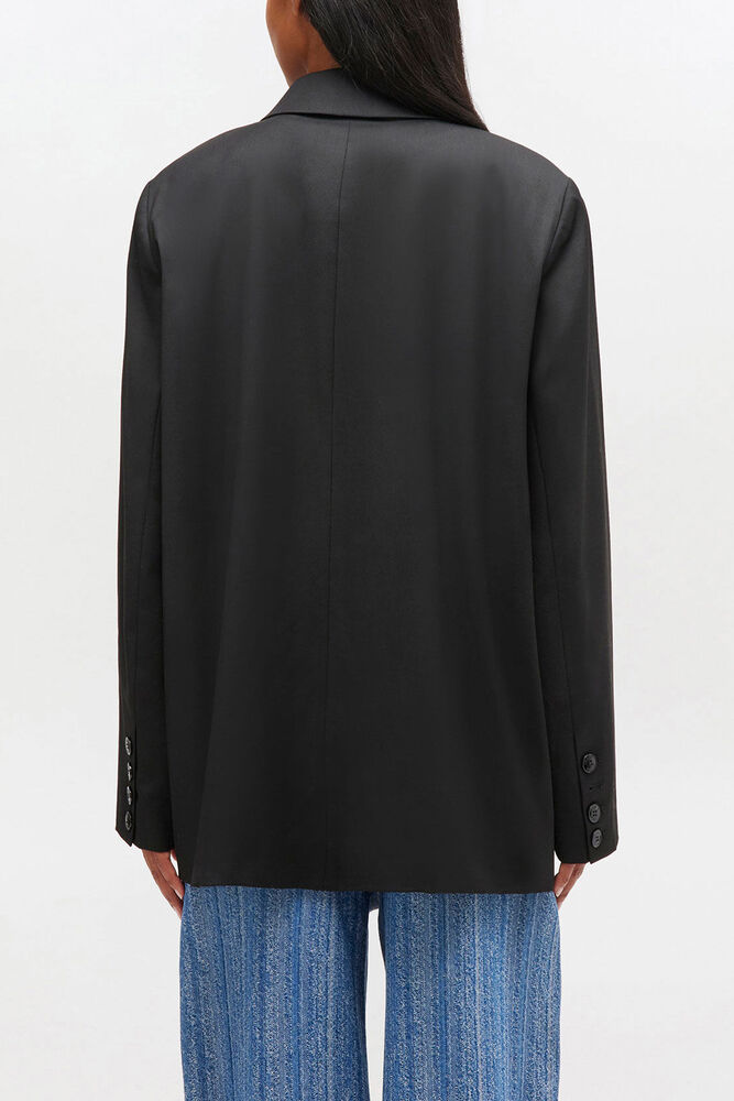 Double-breasted Wool Blazer, Black