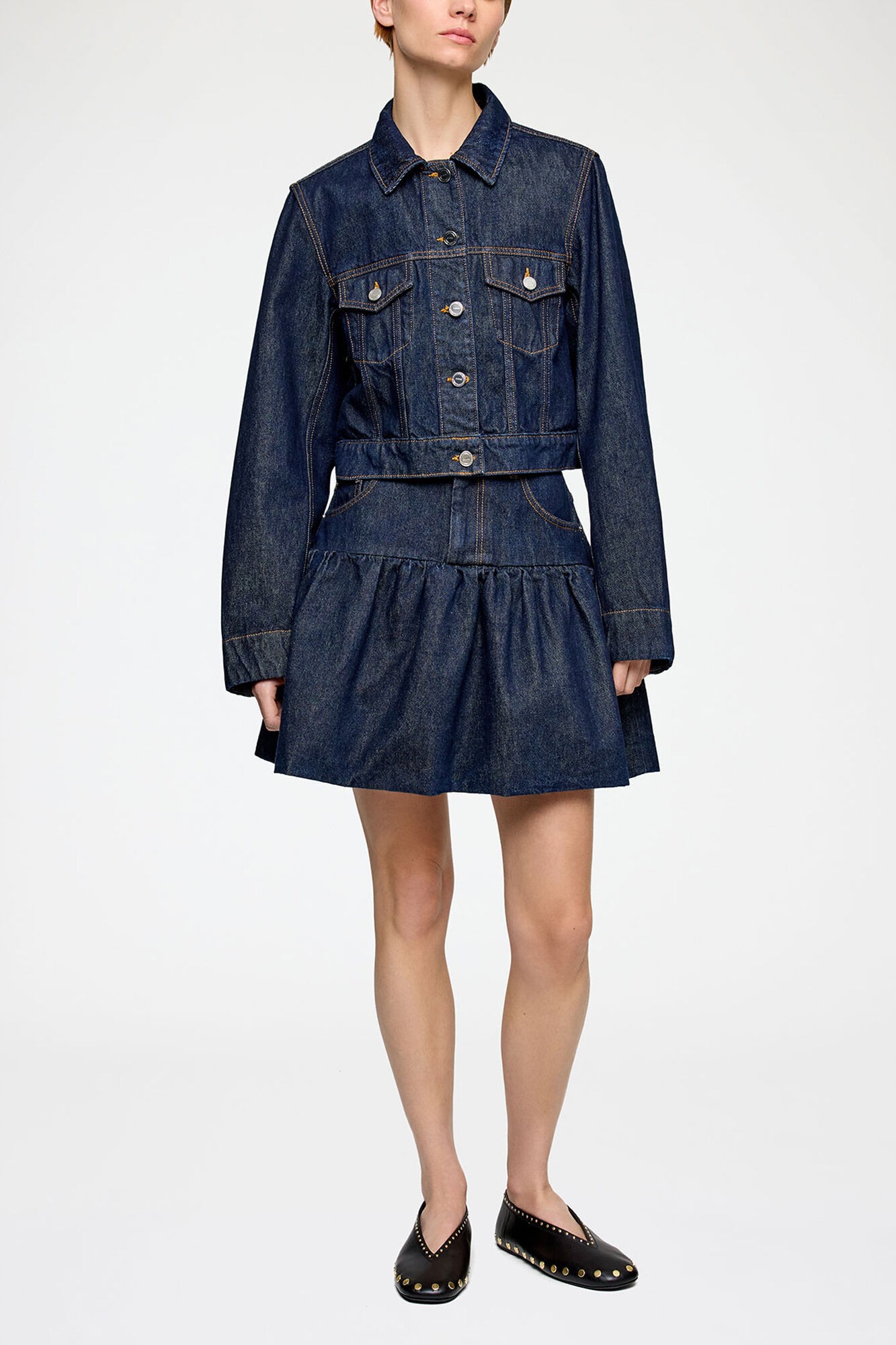 Skirt in Rinse Denim, Organic Cotton, in colour Rinse - 1 - GANNI