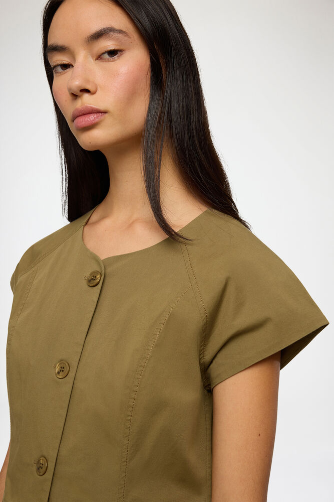 Dress in Green Cotton, Military Olive