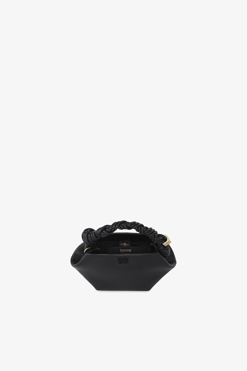 Mini Bou Bag in Black, Recycled Leather, in colour Black - 3 - GANNI
