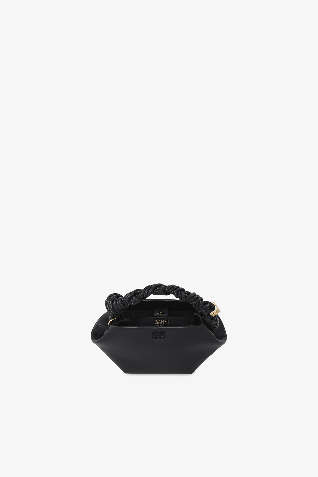 Mini Bou Bag in Black, Recycled Leather, in colour Black - 3 - GANNI