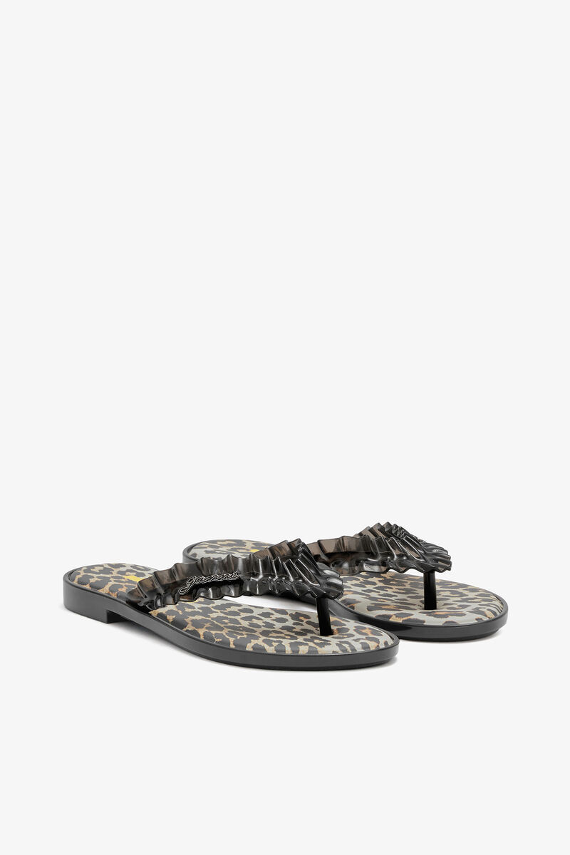 Melissa-Flip-Flops in Leopard, Polyvinyl Chloride, in colour Black - 2 - GANNI