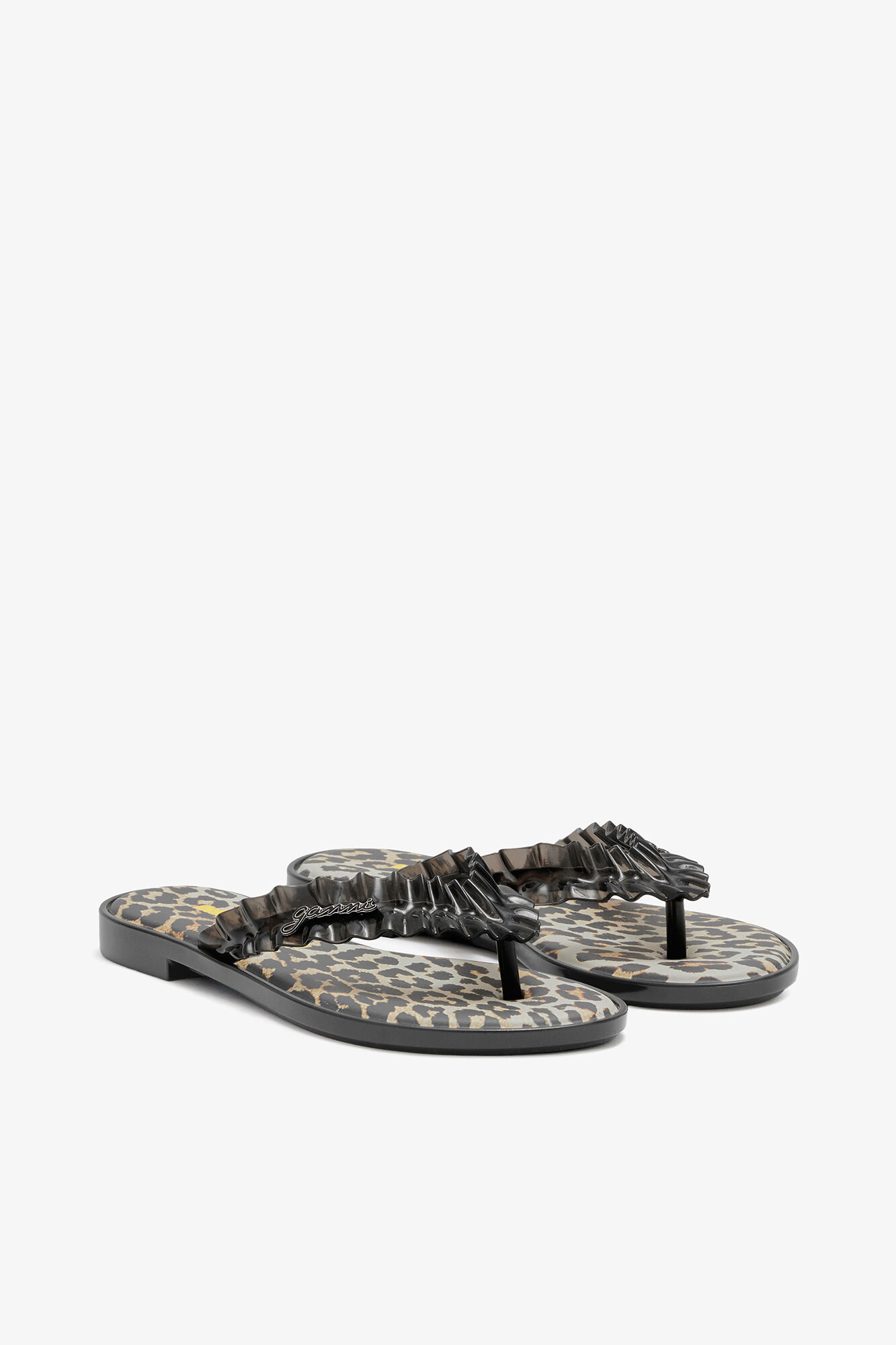 Melissa-Flip-Flops in Leopard, Polyvinyl Chloride, in colour Black - 2 - GANNI