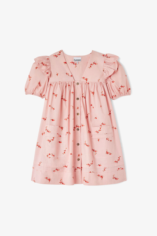 Mini Dress in Pink Cotton, Silver Pink