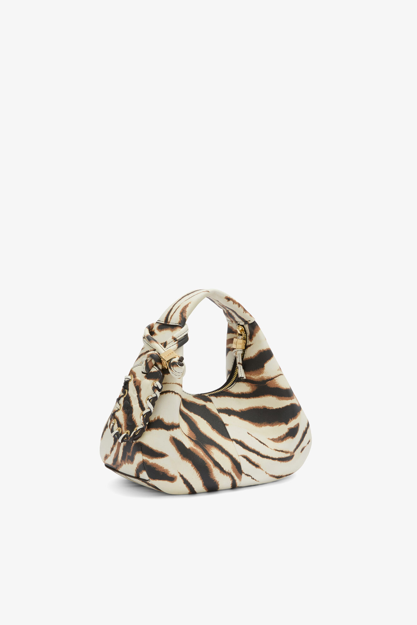 Mini Hobo Bag in Zebra, Recycled Polyester, in colour Egret - 2 - GANNI