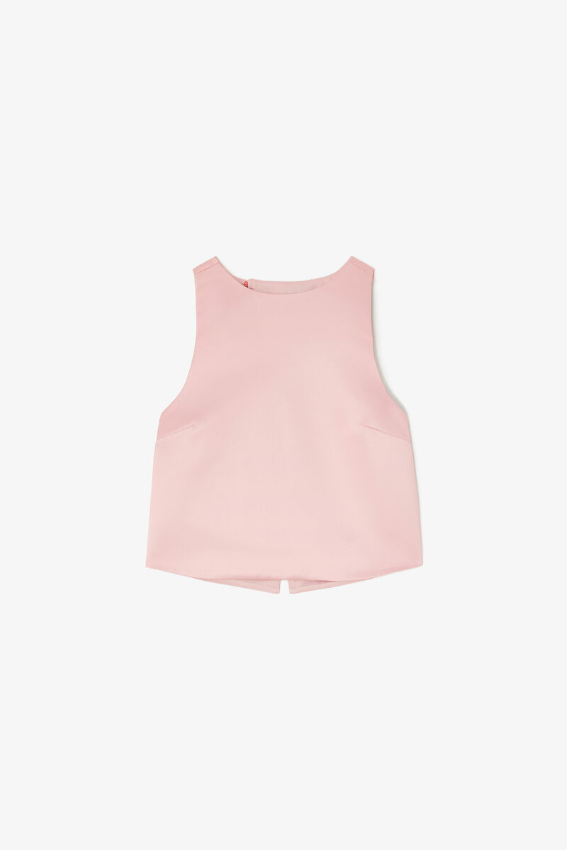 Top in Pink Satin, Recycled Polyester, in colour Potpourri - 1 - GANNI