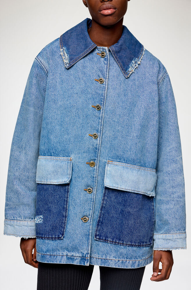 Jacket in Patchwork Denim, Mid Blue Vintage