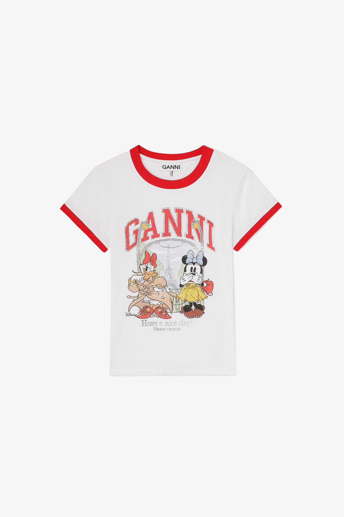 Baby Fit T-shirt with Minnie Mouse & Daisy Duck, Organic Cotton, in colour Bright White - 1 - GANNI