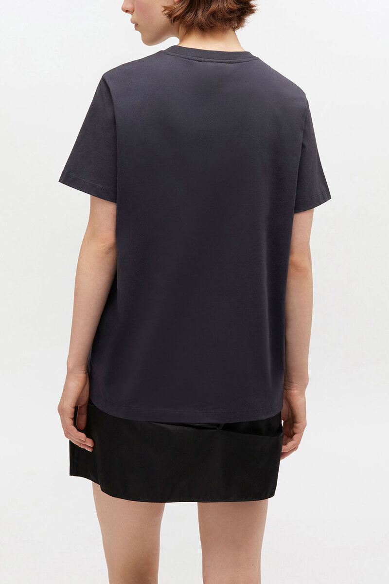 Black Rose T-shirt, Organic Cotton, in colour Phantom - 3 - GANNI