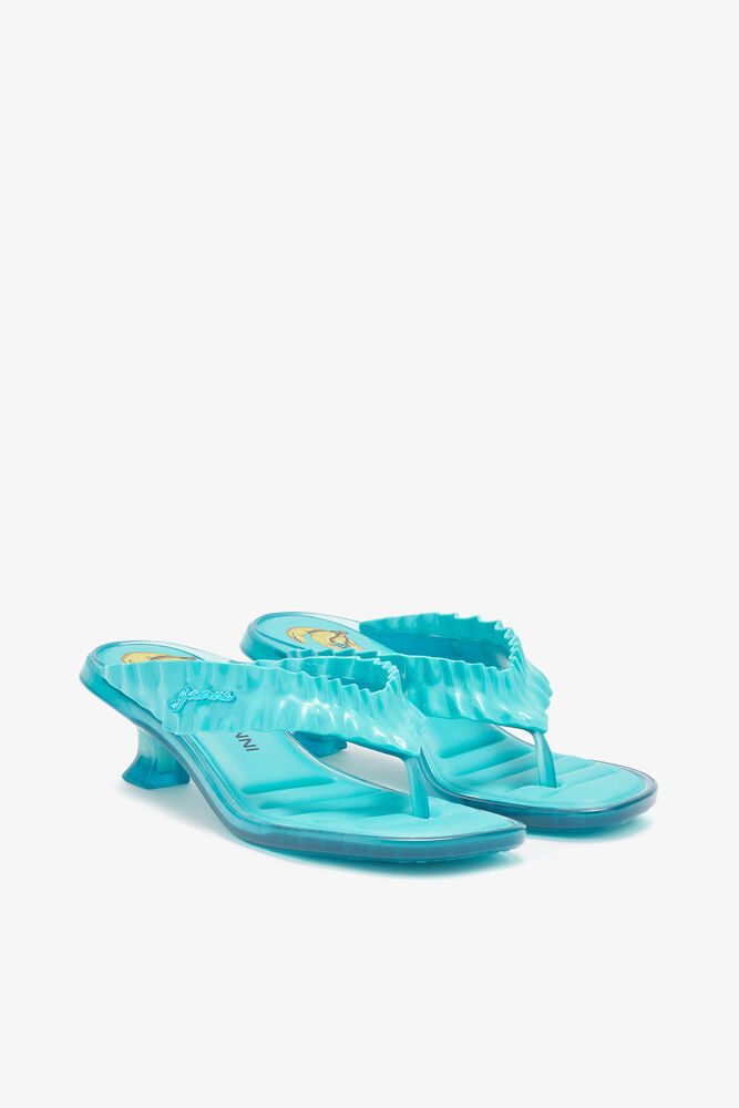 Melissa Thong Kitten Heel in Blue, Scuba Blue